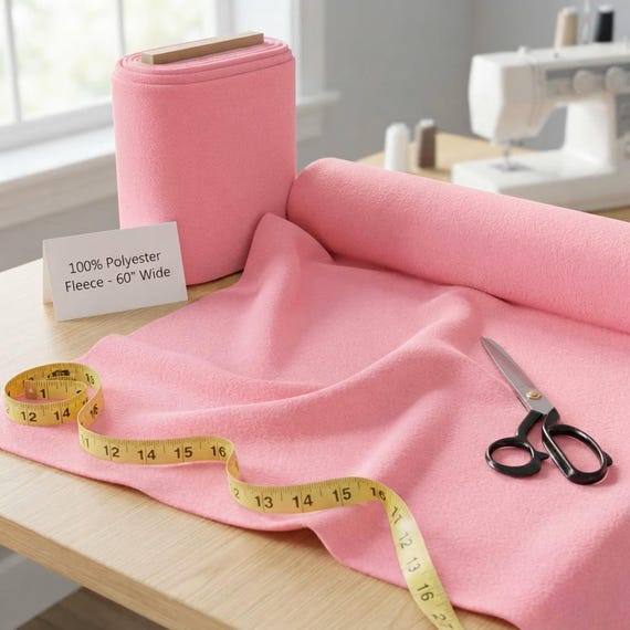 Candy Pink Solid Polar Fleece Fabric Anti-Pill 58" Wide | Soft Polyester Blanket, Jacket.