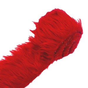 Red Long Pile Soft Faux Fur Fabric STRIP for Fur suit, Cosplay Costume, Photo Prop, Trim, Throw Pillow, Crafts.