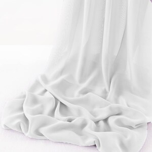 White 5 Yards Chelsea Wool Dobby Chiffon Fabric/58&quot; Wide Sheer Fabric/Solid Color Draping Fabric for Wedding Party Easter Backdrop.