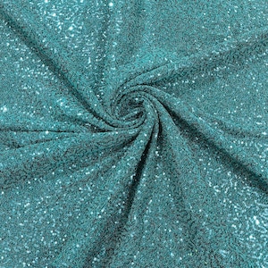 Metallic Tinsel Stretch Lurex Fabric With Sequins/58 Wide. Jade