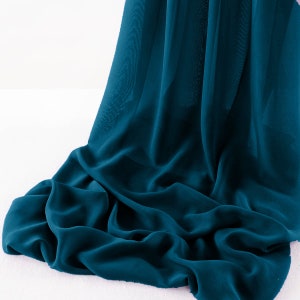 Teal 5 Yards Chelsea Wool Dobby Chiffon Fabric/58&quot; Wide Sheer Fabric/Solid Color Draping Fabric for Wedding Party Easter Backdrop.