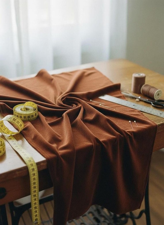 Rust Stretch Velvet Fabric, 58" Wide, Apparel Sewing, Sold By The Yard
