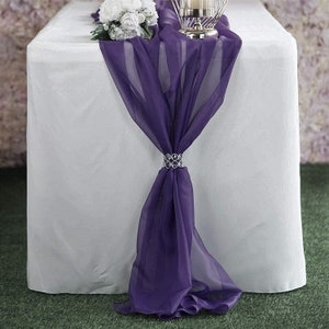Eggplant Chiffon Table Runner Extra Long, Wedding Runners, Holiday Table Runners, Long Table Runners.