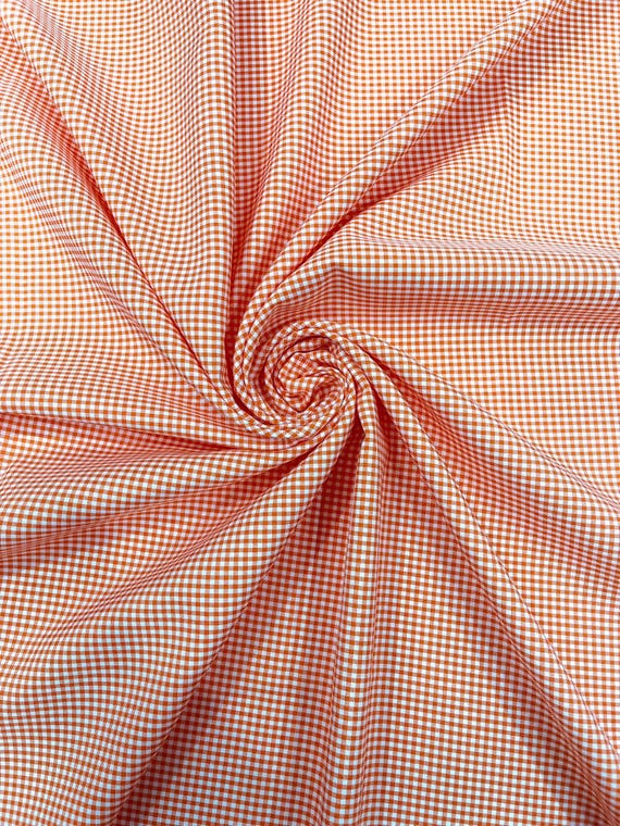 Orange Gingham 1/8” Squares, Poly Cotton Checkered Fabric- Sold by the yard