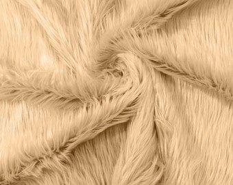 Taupe Soft Faux Fur Fabric, Shaggy Long Pile for Crafts and Cosplay