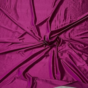 Deluxe Shiny Polyester Spandex Fabric Stretch 58&quot; Wide Sold by The Yard. Magenta