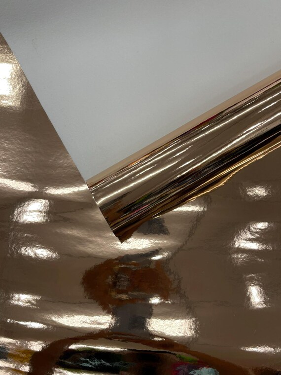 Rose Gold Chrome Mirror Reflective Vinyl Fabric / Crafting Apparel Upholstery Vinyl Fabric 54" Wide