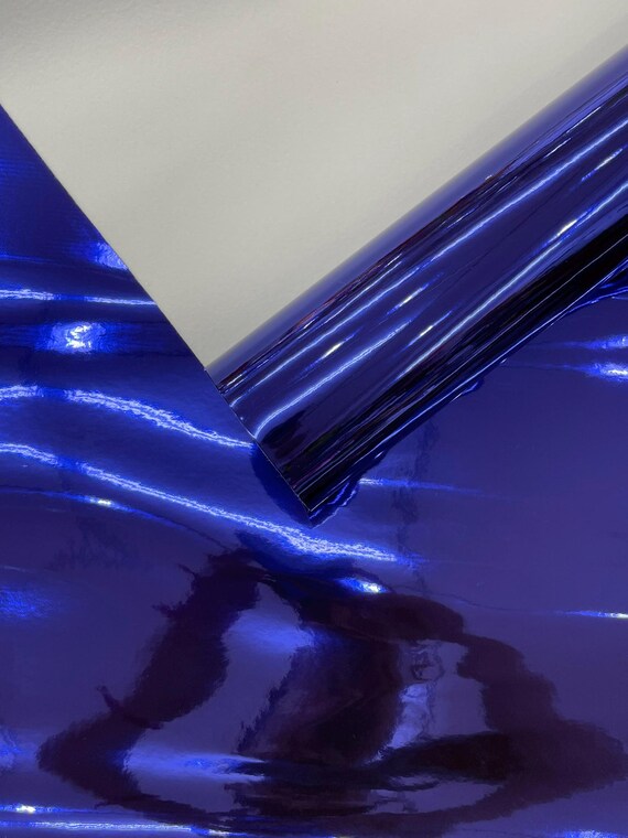 Royal Blue Chrome Mirror Reflective Vinyl Fabric / Crafting Apparel Upholstery Vinyl Fabric 54" Wide