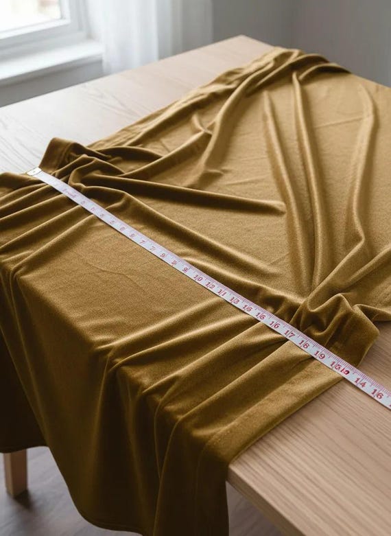 Dark Gold Stretch Velvet Fabric, 58" Wide, Apparel Sewing, Sold By The Yard