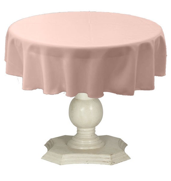 Blush Pink Round Tablecloth Solid Dull Bridal Satin Overlay for Small Coffee Table Seamless
