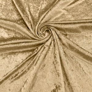 Neutro Gold 59/60&quot; Wide Crushed Stretch Panne Velvet Velour Fabric Sold By The Yard.
