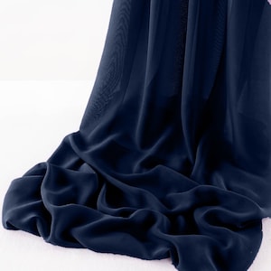 Navy Blue Chelsea Wool Dobby Chiffon Fabric/58&quot; Wide Sheer Fabric/Solid Color Draping Fabric for Wedding Party Easter Backdrop.