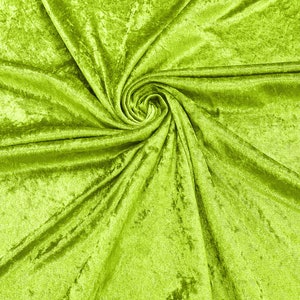 Lime Green 59/60&quot; Wide Crushed Stretch Panne Velvet Velour Fabric Sold By The Yard.