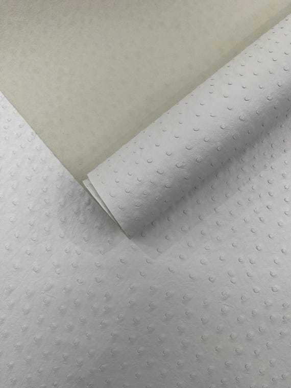 White Classic Ostrich Upholstery Vinyl Fabric / Faux Leather Accessories Crafting Apparel Upholstery Vinyl Fabric 54" Wide.