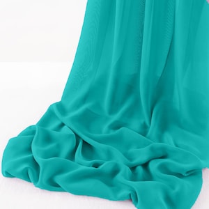 Aqua Blue 5Yards Chelsea Wool Dobby Chiffon Fabric/58&quot; Wide Sheer Fabric/Solid Color Draping Fabric for Wedding Party Easter Backdrop.