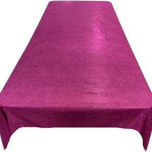 Rectangular Full Covered Glitter Shimmer on Fabric Tablecloth - Wedding Party Decoration Magenta