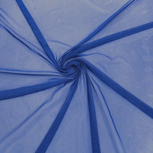Royal Blue 58/60&quot; Wide Solid Stretch Power Mesh Fabric Spandex/ Sheer See-Though/Sold By The Yard.