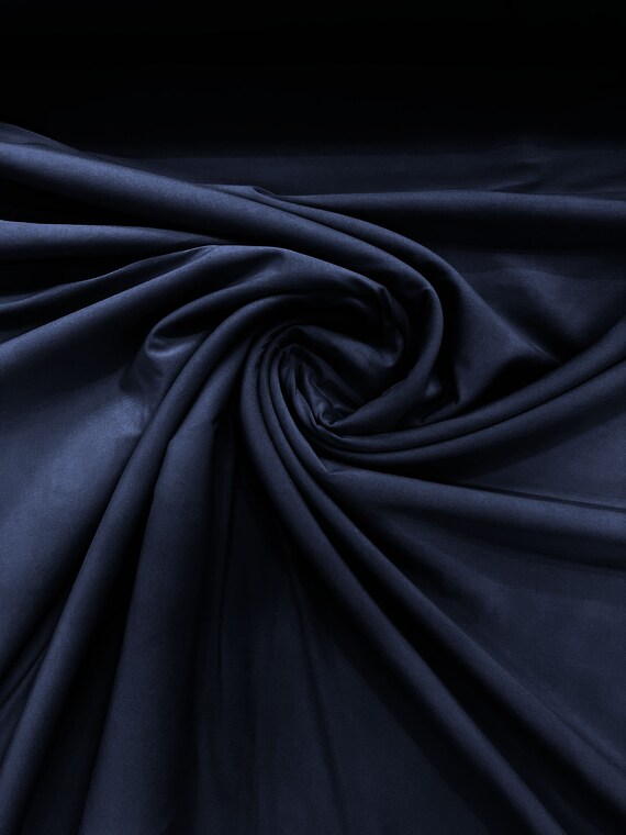 Navy Blue ITY Fabric Polyester Knit Jersey 2 Way Stretch Spandex Sold By The Yard