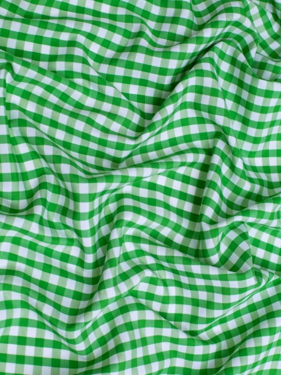 Lime Green Gingham 1/4" Checkered Poly Cotton 58" Wide Fabric- Sold by the yard