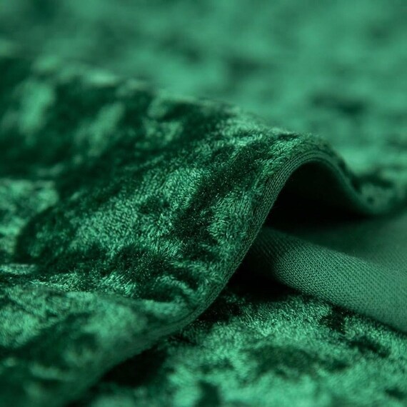 Flag Green 59/60" Wide Crushed Stretch Panne Velvet Velour Fabric Sold By The Yard.