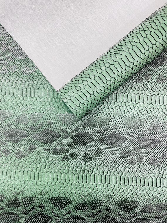 Green Viper Snake Skin Texture Faux Leather Fabric| 54" Wide| Upholstery| Bags.