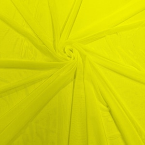 Neon Yellow 58/60&quot; Wide Solid Stretch Power Mesh Fabric Spandex/ Sheer See-Though/Sold By The Yard.