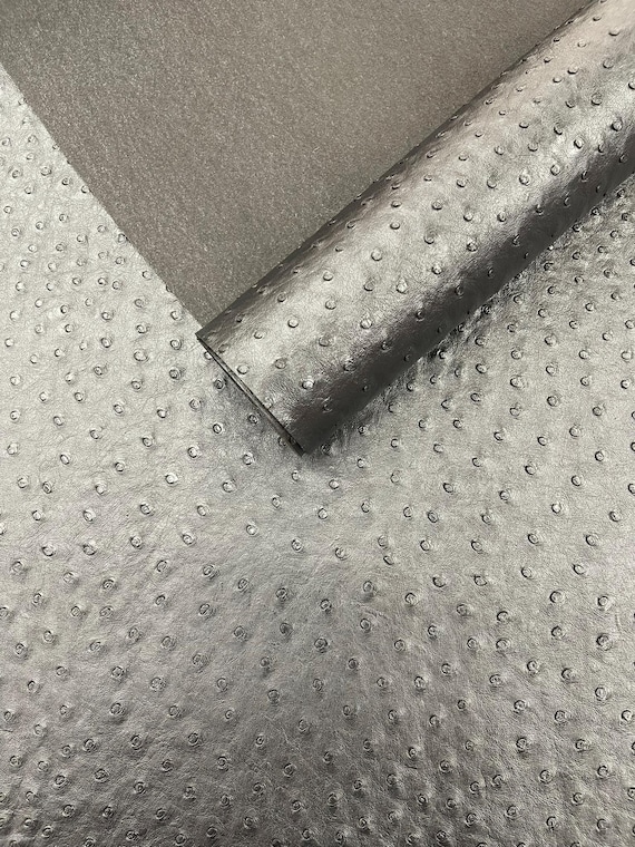 Black Classic Ostrich Upholstery Vinyl Fabric / Faux Leather Accessories Crafting Apparel Upholstery Vinyl Fabric 54" Wide.