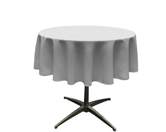 Silber Solid Runde Polyester Popelin Tischdecke Nahtlos.