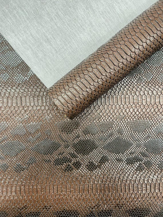 Brown Viper Snake Skin Texture Faux Leather Fabric| 54" Wide| Upholstery| Bags.