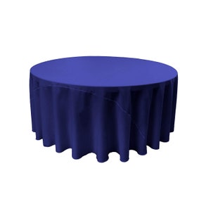 Royal Blue Solid Round Polyester Poplin Tablecloth With Seamless.