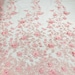 Emily 3-D Floral Design Embroider with Pearls On A Mesh Lace Fabric (1 Yard, Silver) main image 1