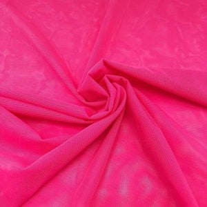Hot Pink 58/60&quot; Wide Solid Stretch Power Mesh Fabric Nylon Spandex Sold By The Yard.