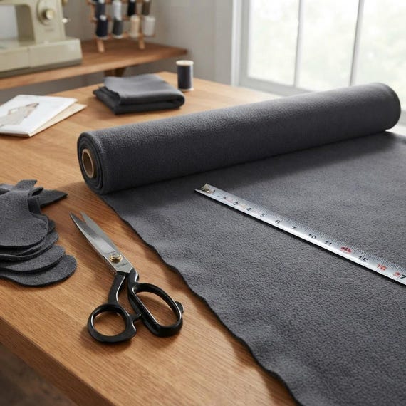 Charcoal Solid Polar Fleece Fabric Anti-Pill 58" Wide | Soft Polyester Blanket, Jacket.