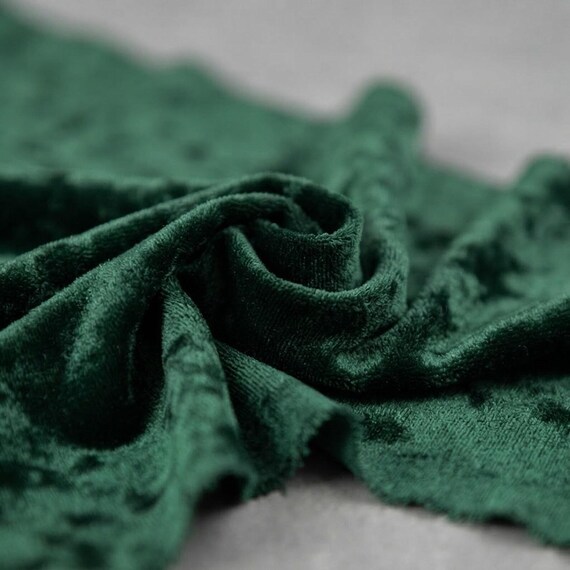 Hunter Green 59/60" Wide Crushed Stretch Panne Velvet Velour Fabric Sold By The Yard.