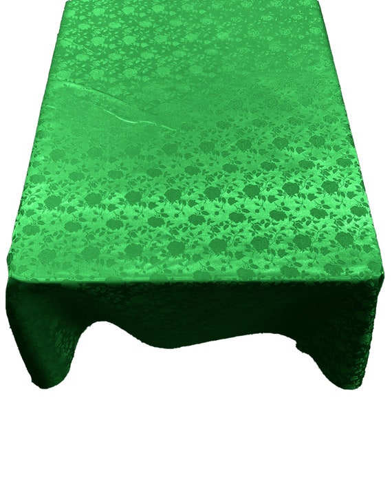 Flag Green Roses Jacquard Satin Rectangular Tablecloth Seamless/Party Supply