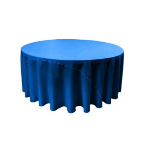 Ocean Blue Solid Round Polyester Poplin Tablecloth With Seamless.