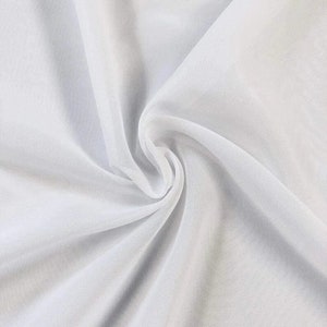 58/60" Wide 100% Polyester Soft Light Weight, Sheer, See Through Chiffon Fabric Sold By The Yard. White