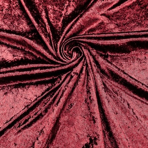 Cranberry 59/60&quot; Wide Crushed Stretch Panne Velvet Velour Fabric Sold By The Yard.