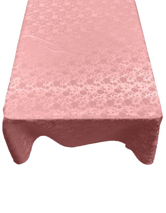 Mauve Roses Jacquard Satin Rectangular Tablecloth Seamless/Party Supply