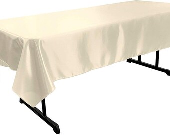 Ivory Rectangular Bridal Satin Table Tablecloth.