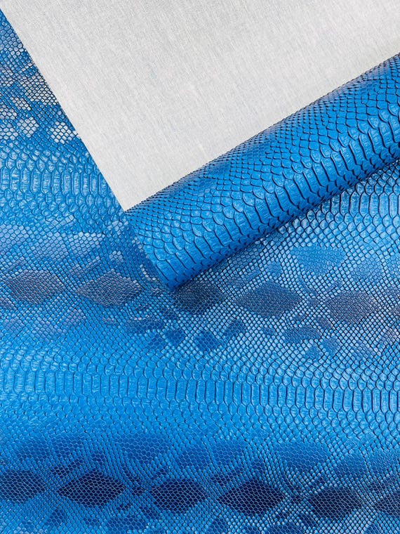 Royal Blue Viper Snake Skin Texture Faux Leather Fabric| 54" Wide| Upholstery| Bags.