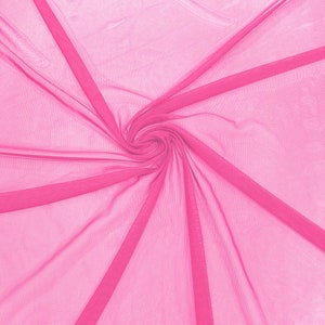 Neon Hot Pink 58/60&quot; Wide Solid Stretch Power Mesh Fabric Spandex/ Sheer See-Though/Sold By The Yard.