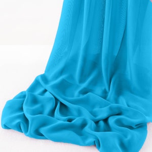 Turquoise 5 Yards Chelsea Wool Dobby Chiffon Fabric/58&quot; Wide Sheer Fabric/Solid Color Draping Fabric for Wedding Party Easter Backdrop.