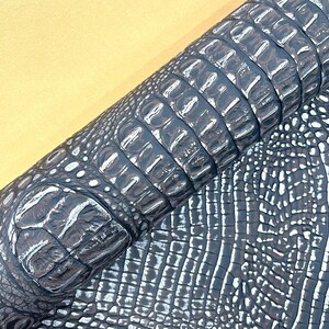 Chocolate Silver Metallic Gator Vinyl Fabric 54&quot; Wide / Upholstery Crafting Accessories Applications Faux Leather PVC.