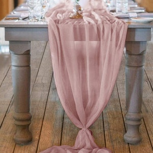 Mauve Chiffon Table Runner Extra Long, Wedding Runners, Holiday Table Runners, Long Table Runners.