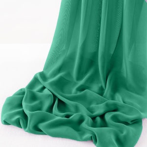 Dark Jade 5Yards Chelsea Wool Dobby Chiffon Fabric/58&quot; Wide Sheer Fabric/Solid Color Draping Fabric for Wedding Party Easter Backdrop.