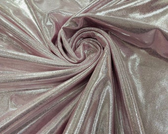 Pink Silver Foggy Foil All Over Foil Metallic Nylon Spandex 4 Way Stretch/58 Inches Wide/Coastplay/