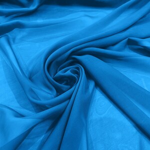 Turquoise Blue 100% Polyester 58/60" Wide Soft Light Weight, Sheer, See Through Chiffon Fabric Sold By The Yard.