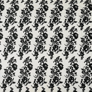 Floral Design Embroider and Corded On a Mesh Lace Fabric-Sold By The Yard. Black
