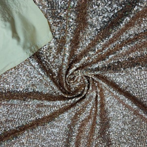 Champagne  Mini Glitz Sequins on a 4 Way Stretch Spandex Fabric- Sold by The Yard